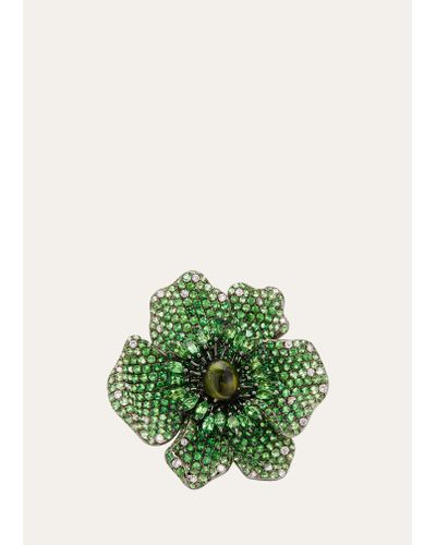 Stefere 18k White Gold Green Ring From The Flower Collection
