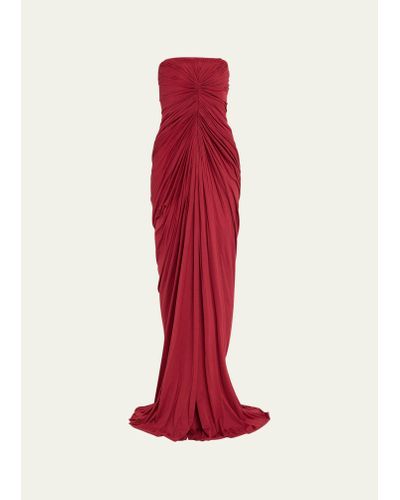 Rick Owens Radiance Bustier Strapless Ruched Gown - Red