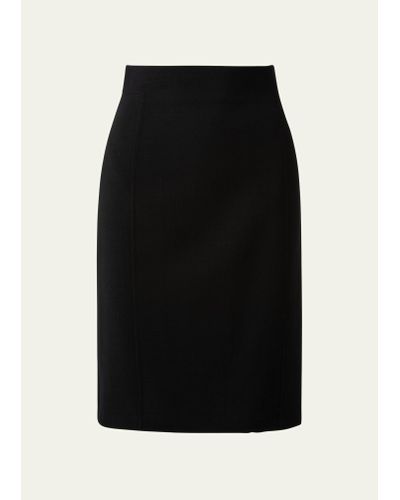 Akris Wool-blend Knee-length Pencil Skirt - Black