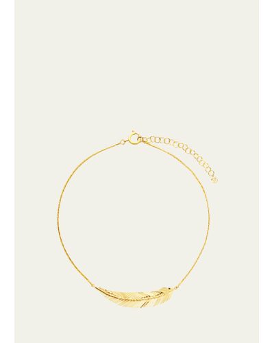 CADAR 18k Yellow Gold Medium Feather Necklace - Natural