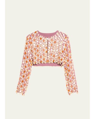 Dries Van Noten Viano Embellished Short Jacket - Pink