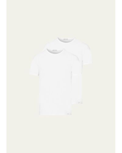 Hanro Cotton Essentials 2-pack Crewneck T-shirts - Natural