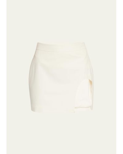 Zeynep Arcay Wool Knit Mini Skirt W/ Slit - Natural