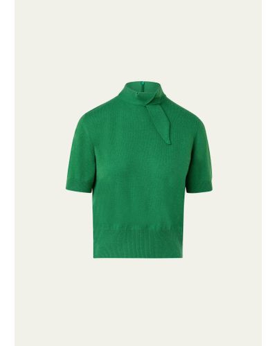 Akris Cashmere Short Pullover With Knot Detail - Green