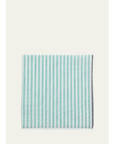 Simonnot Godard Buren Cotton Stripe Pocket Square - Blue