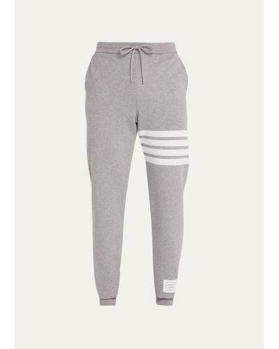 Thom Browne Classic Drawstring Sweatpants With Stripe Detail - Gray