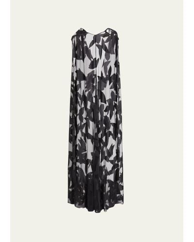 Saint Laurent Sheer Gown With Butterfly Details - White