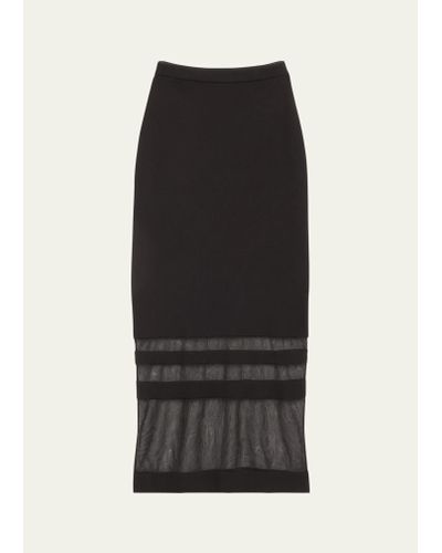 ADEAM Cassandra Knit Maxi Skirt With Mesh Detail - Black