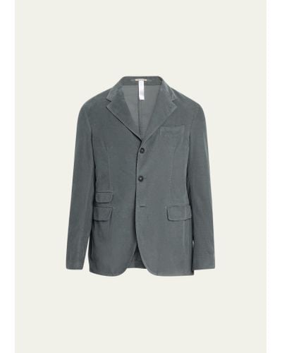 Massimo Alba Single-breasted Solid Cotton Sport Jacket - Blue