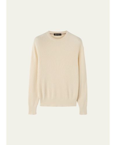 Loro Piana Akan Cashmere-silk Crewneck Sweater - Natural