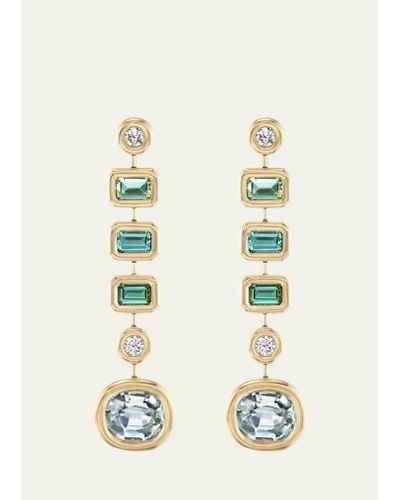 Brent Neale One-of-a-kind Pillow Drop Earrings With Green Stones - White