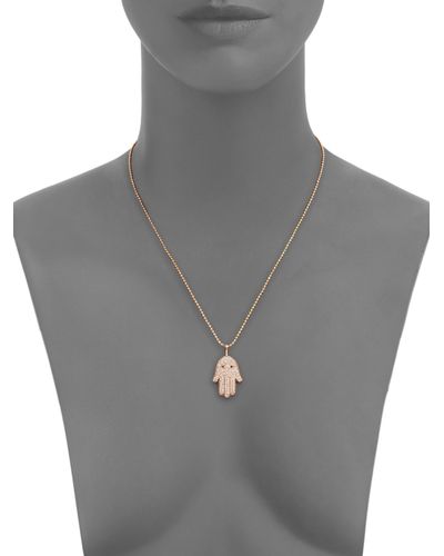 Sydney Evan Diamond & 14k Rose Gold Hamsa Hand Pendant Necklace in Metallic  | Lyst