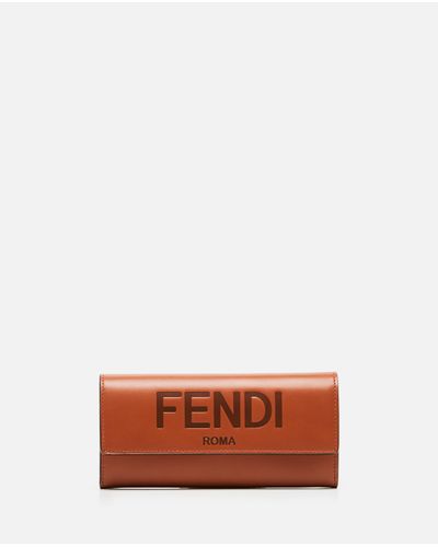 Fendi Continental Wallet In Leather in Beige (Natural) - Lyst