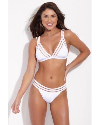 Beach Bunny Sheer Addiction Triangle Bikini Top in White - Lyst