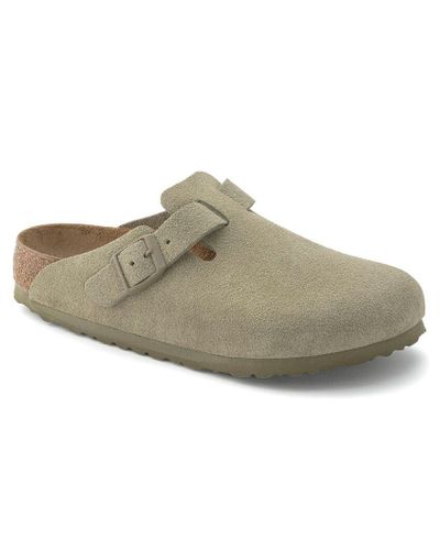 Birkenstock Boston Faded Khaki Suede Leather Green for Men | Lyst