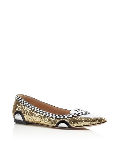 Kate Spade Leather Go Taxi Flats in Gold/Black/White (Metallic) | Lyst
