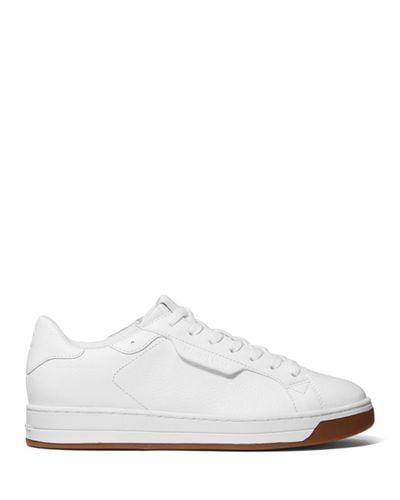 MICHAEL Michael Kors Leather Keating Lace Up Sneakers in White 