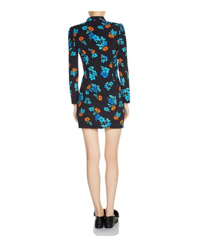 Maje Ripita Ruched Floral Print Mini Dress In Blue Lyst