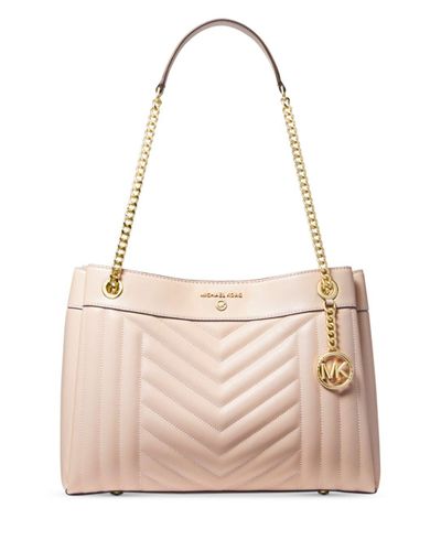 MICHAEL Michael Kors Leather Susan Medium Shoulder Bag in Soft Pink/Gold  (Pink) - Lyst