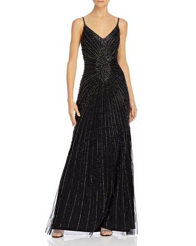Adrianna Papell Synthetic Beaded Evening Gown in Black - Lyst