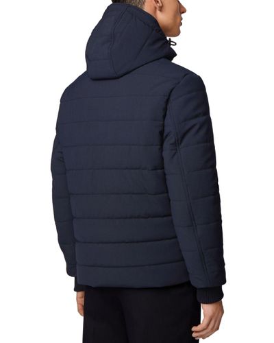 BOSS by Hugo Boss Wool Reversible Jacket In Water-repellent Mixed Fabrics  in Dark Blue (Blue) for Men - Lyst