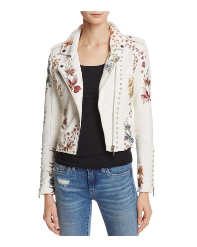white floral leather jacket