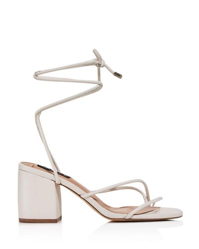 Aqua Leather Women's Kate Ankle Strap Block Heel Sandals in White - Lyst