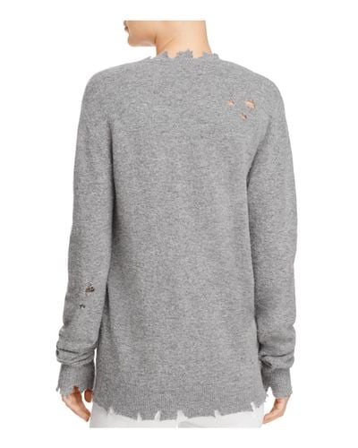 IRO Denim Brody Distressed V-neck Sweater in Gray - Lyst