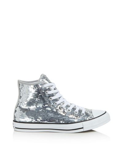 silver sequin high top converse