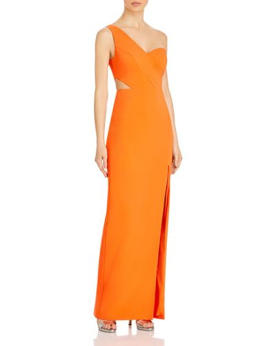 aidan mattox asymmetrical sleeve gown