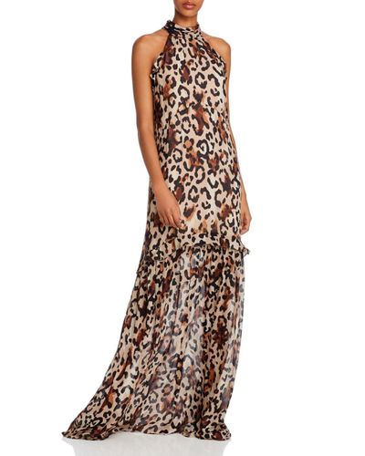 Rachel Zoe Synthetic Tosca Leopard Print High Neck Gown in Brown - Lyst
