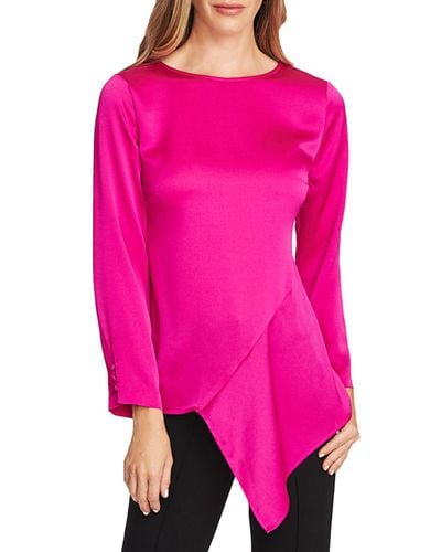 Vince Camuto Hammered Satin Blouse in Pink - Lyst