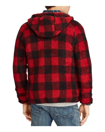 Polo Ralph Lauren Buffalo Plaid Hooded Fleece Jacket in Red for Men | Lyst