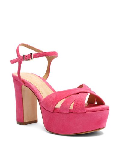 Schutz Suede Keefa High - Heel Platform Sandals in Pink - Lyst