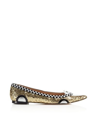 Kate Spade Leather Go Taxi Flats in Gold/Black/White (Metallic) | Lyst