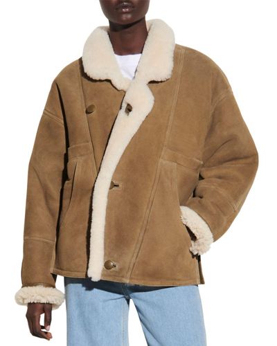sandro cropped sheepskin jacket