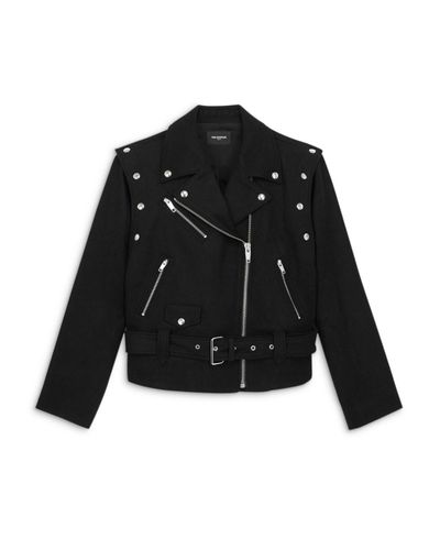The Kooples Convertible Wool Blend Biker Jacket in Black - Lyst