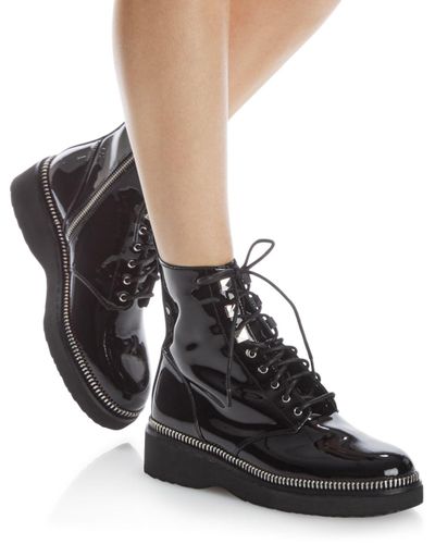 michael kors haskell crocodile embossed leather combat boot