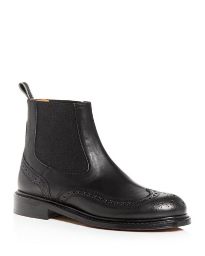 Clergerie Leather Women's Rachel Brogue Wingtip Chelsea Boots in Black  Leather (Black) - Lyst