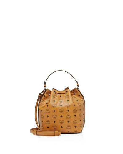 mcm heritage drawstring small cognac
