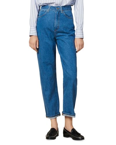 Sandro Denim Dual High - Rise Two - Tone Jeans In Blue Jeans - Lyst