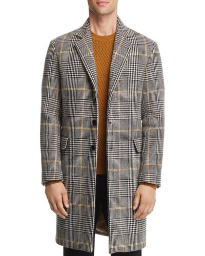 Men plaid overcoat Clearance