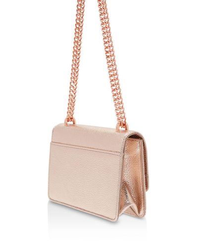 Ted Baker Bow Detail Metallic Leather Cross Body Bag in Rose Gold/Rose Gold  (Pink) - Lyst