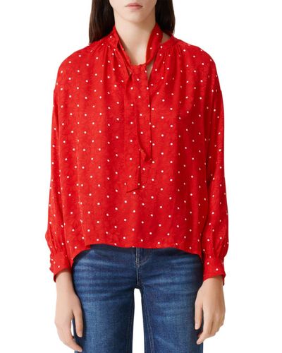 Maje Synthetic Lipia Tie - Neck Blouse in Red | Lyst