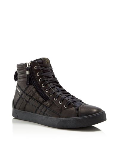 DIESEL D-velows D-string Plus Leather High Top Sneakers in Black for Men -  Lyst