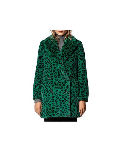green coat with leopard collar