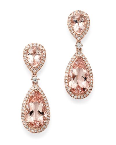 Bloomingdale's Pear - Shaped Morganite & Diamond Drop Earrings 