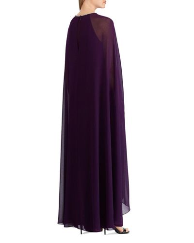 Ralph Lauren Synthetic Lauren Georgette - Cape Jersey Gown in Purple - Lyst