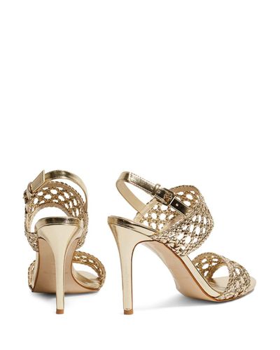 Karen Millen Synthetic Women's Woven High - Heel Sandals in Gold (Metallic) - Lyst