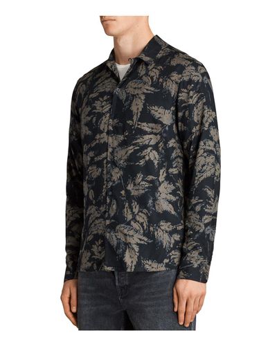 AllSaints Synthetic Birch Shirt in Black for Men - Lyst